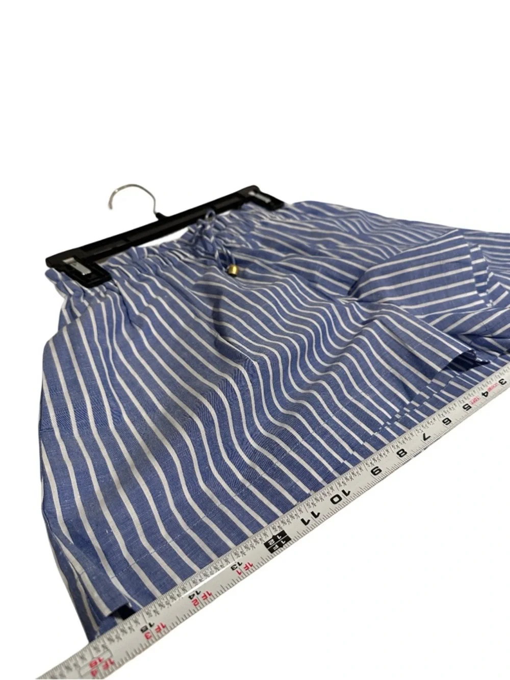 Kivari Striped White Blue Cotton Linen CAPRI Shorts US 4 Small NWT - Picture 11 of 14